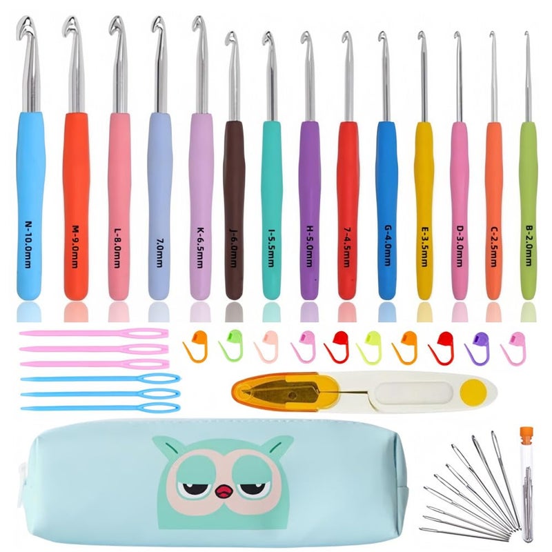 ZICALSO Crochet Hook Set 14 Sizes Crochet Hooks for Arthritic Hands Crochet Hooks Ergonomic Soft Grip with Case Crochet Needles(Size B-Size N) - Image 1